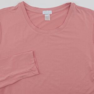 LAKE 100% Pima Cotton Maxi Nightgown Women's Small Pink Long Sleeve Slits Peru